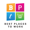 A colorful logo with four squares labeled B, P, t, and W above the text "Best Places to Work.